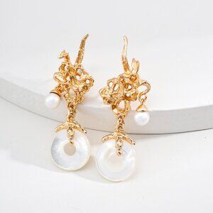 ✨ Artisan Original Design "Taihu Rock" Mother of Pearl & Pearl Drop Earrings